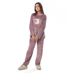Silk Secret Purple Moon Fleece Pajama Suit