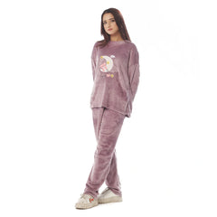 Silk Secret Purple Moon Fleece Pajama Suit