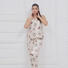 Silk Secret Spice Ceder Strap Jumpsuit Printed Floral Ash