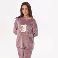 Silk Secret Purple Moon Fleece Pajama Suit