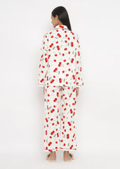 Silk Secret Linen Pajama Suit with Scrunchie - Sweet Cherry