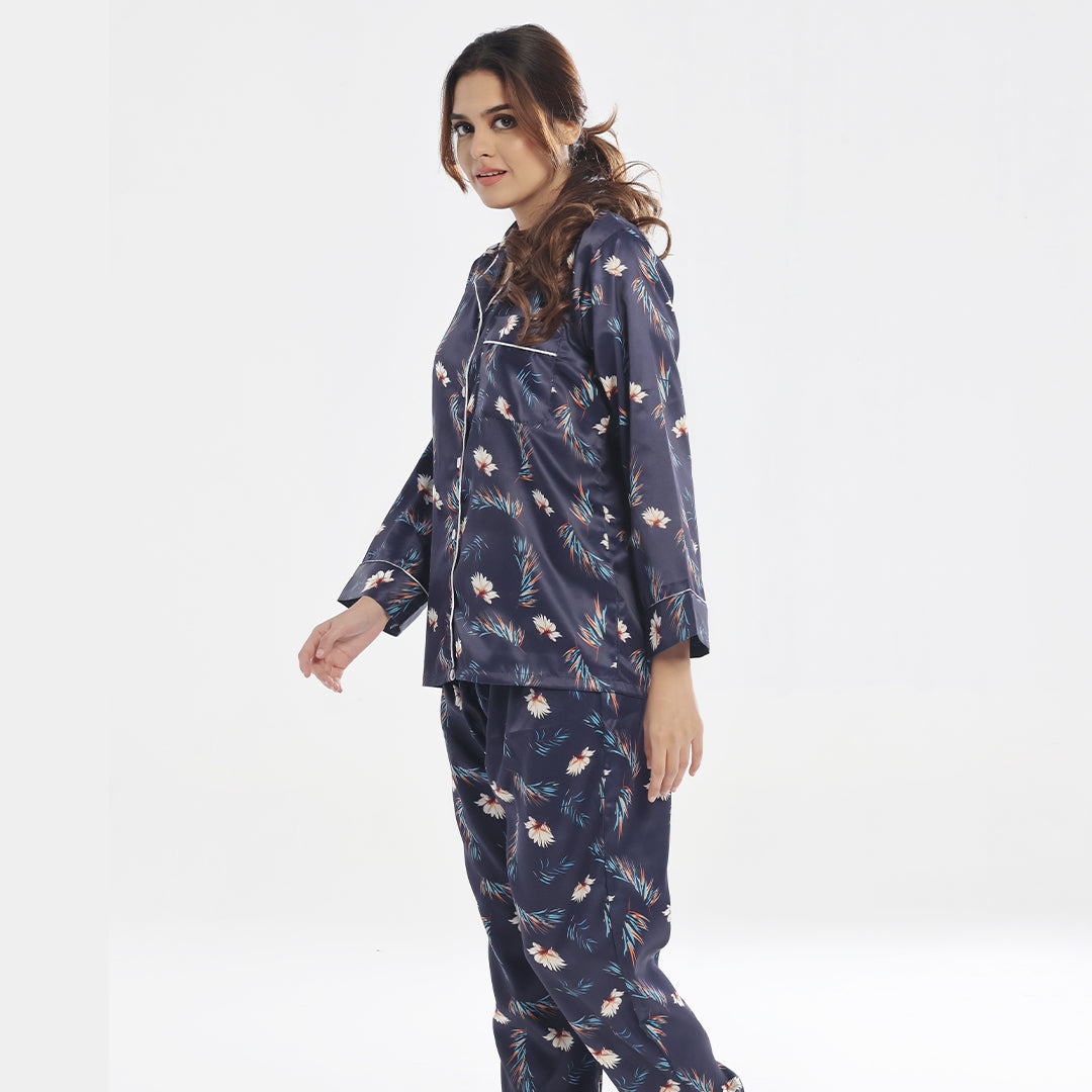 Silk Secret Silk Pajama Suit with Scrunchie - Bloom Haven