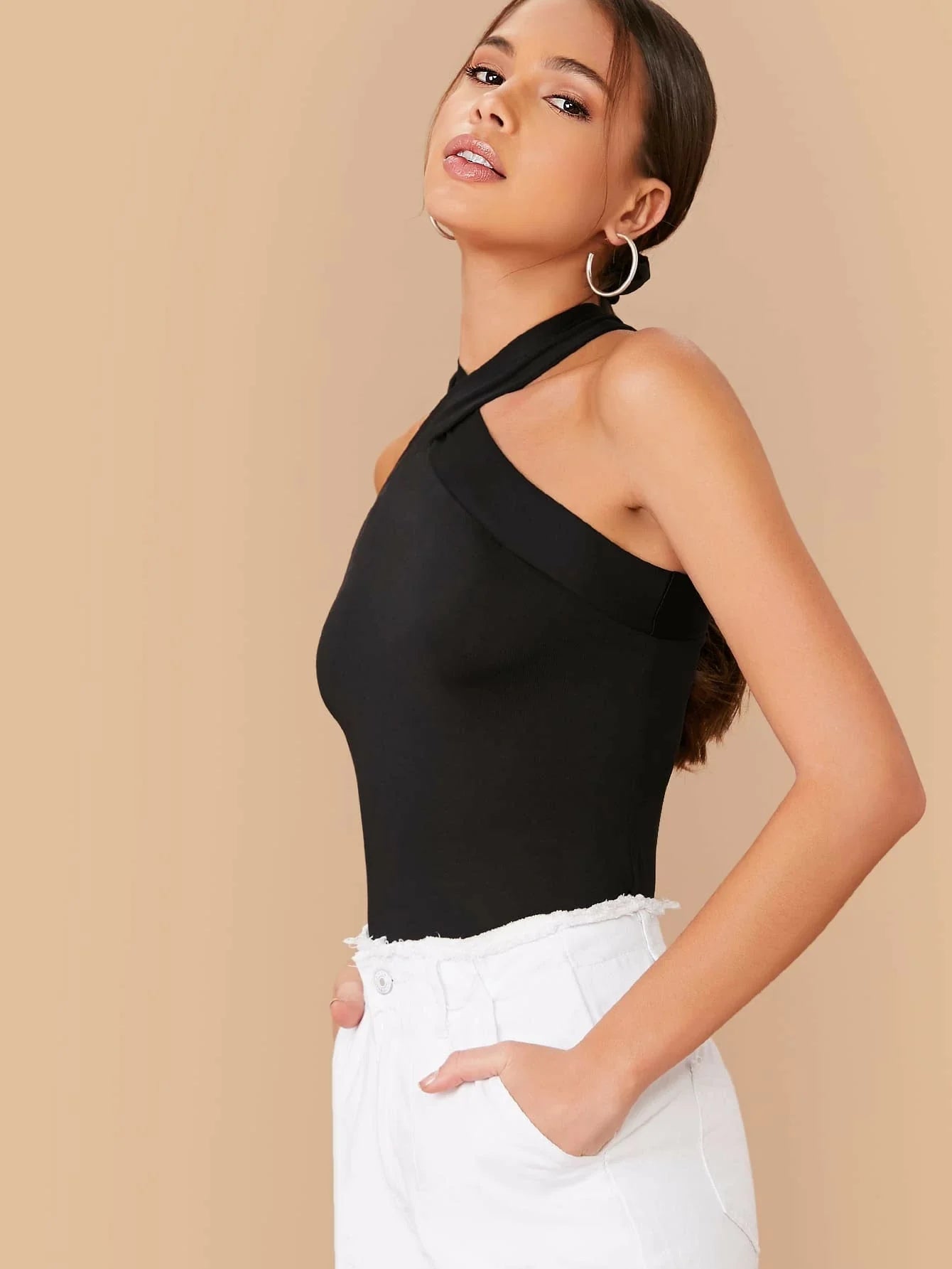 SHEIN BAE Form-Fitting Crisscross Halter Top