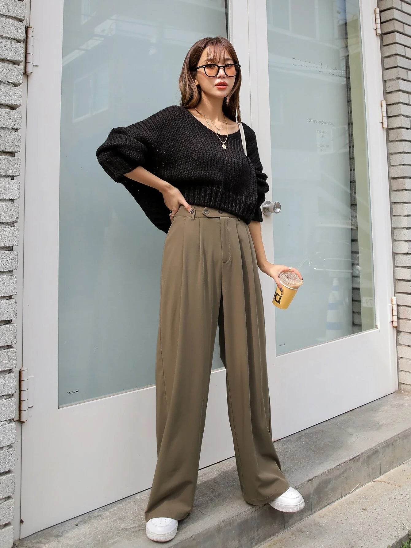 SHEIN DAZY High Waist Fold Pleated Pants