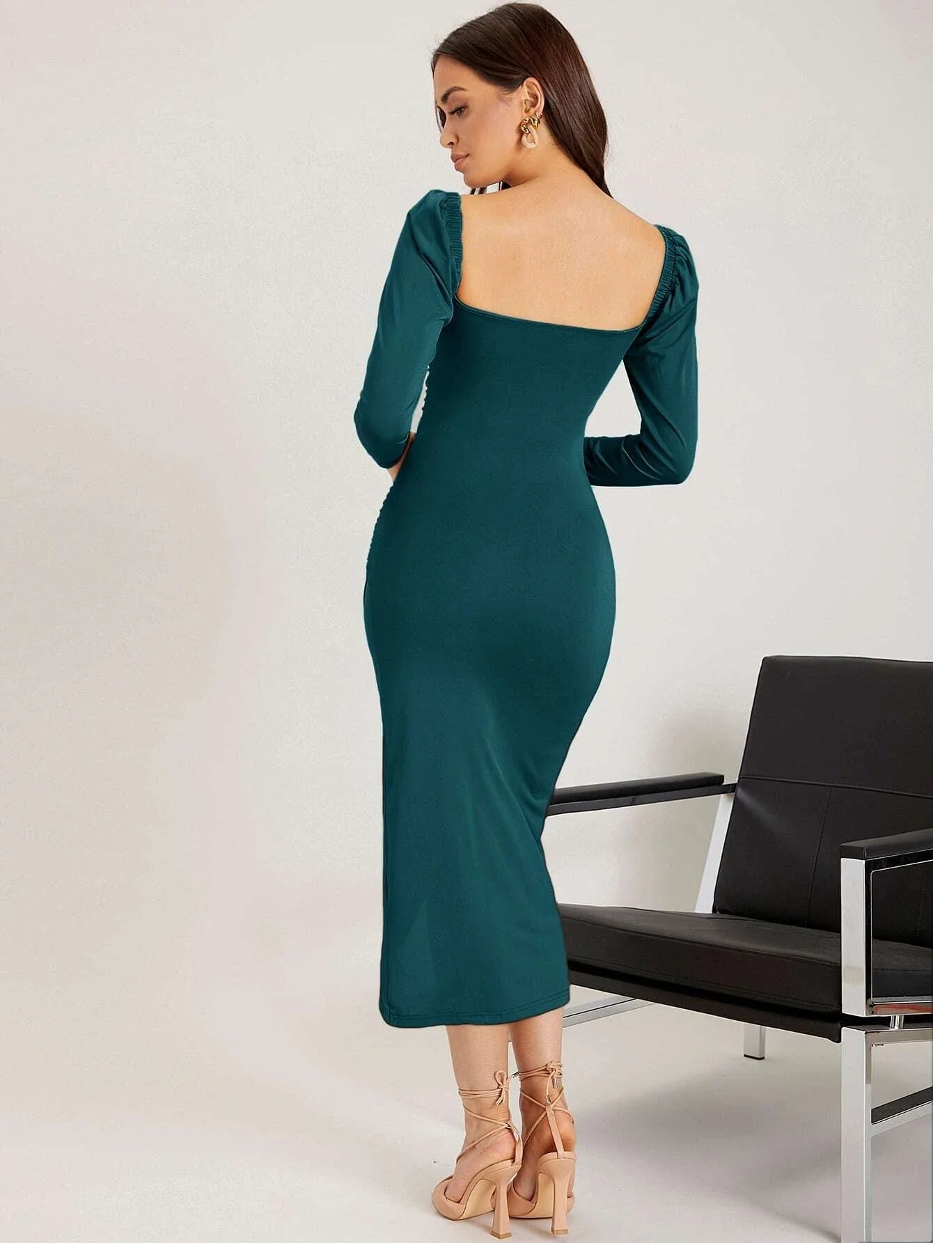 SHEIN BAE Solid Wrap Bodycon Dress