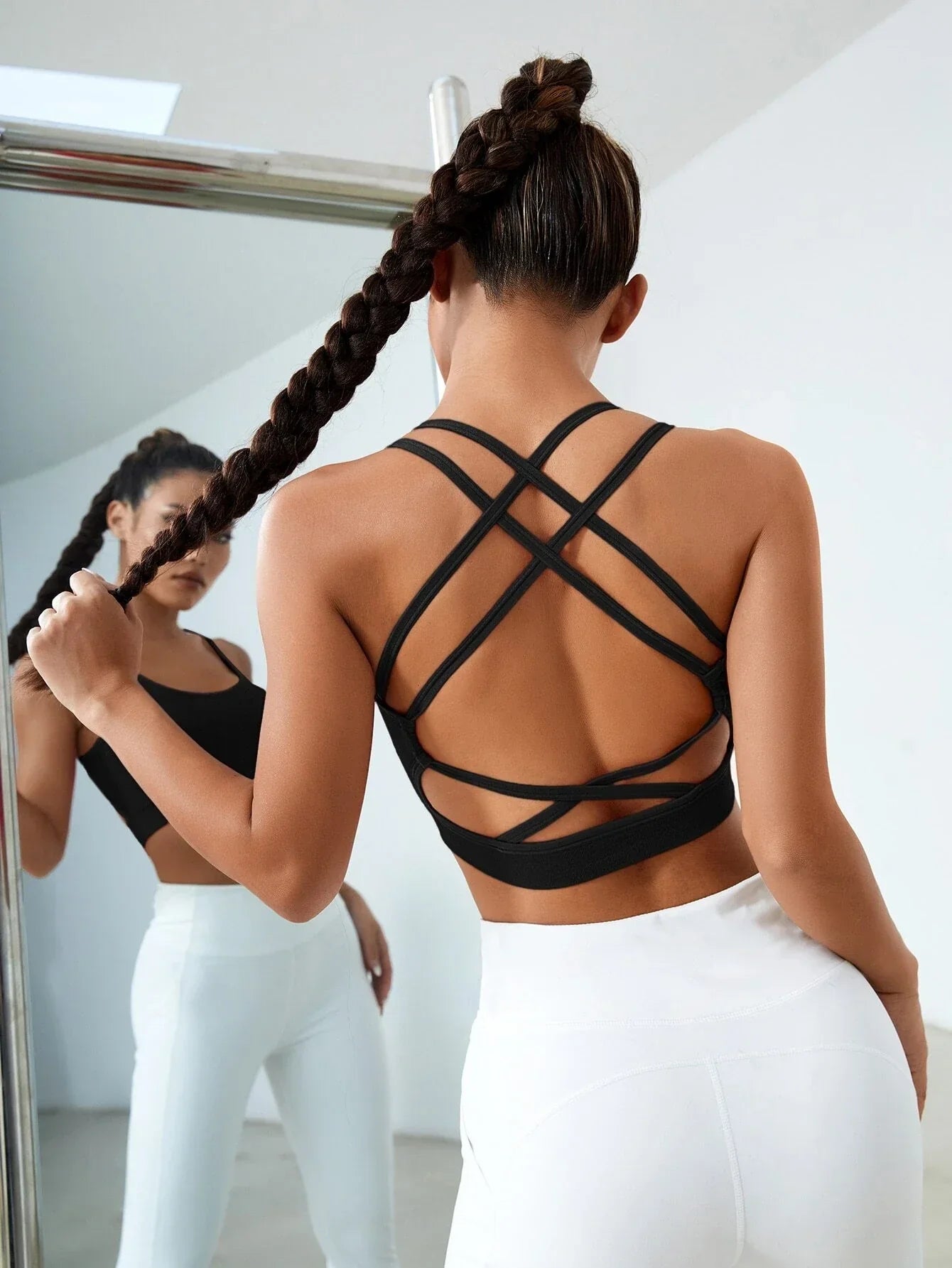 Buy SHEIN Light Support Criss Cross Backless Sports Bra in Pakistan