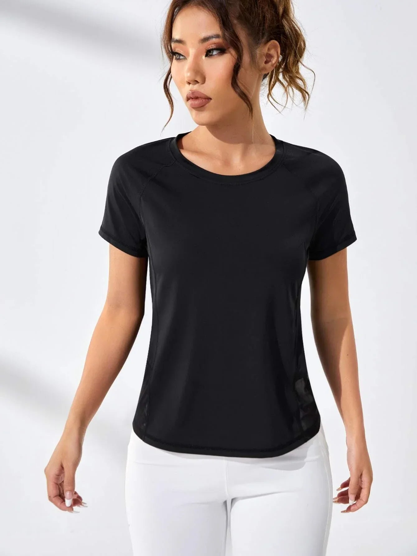 Buy SHEIN Contrast Mesh Raglan Sleeve Sports Tee in Pakistan