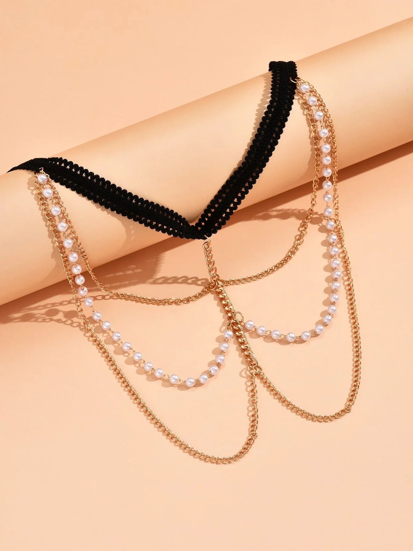 SHEIN Faux Pearl Decor Layered Leg Chain