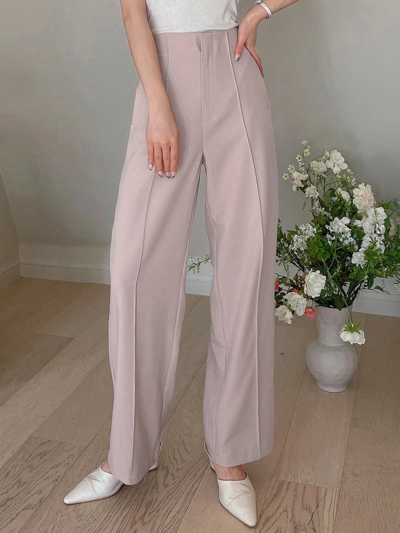 SHEIN DAZY High Waist Straight Leg Suit Pants