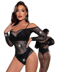 Silk Secret Half Body Stocking - Black Net