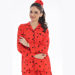 Silk Secret Black Hearts Linen Pajama Suit with Scrunchie