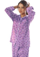 Silk Secret Linen Pajama Suit with Scrunchie - Lilac Dreams