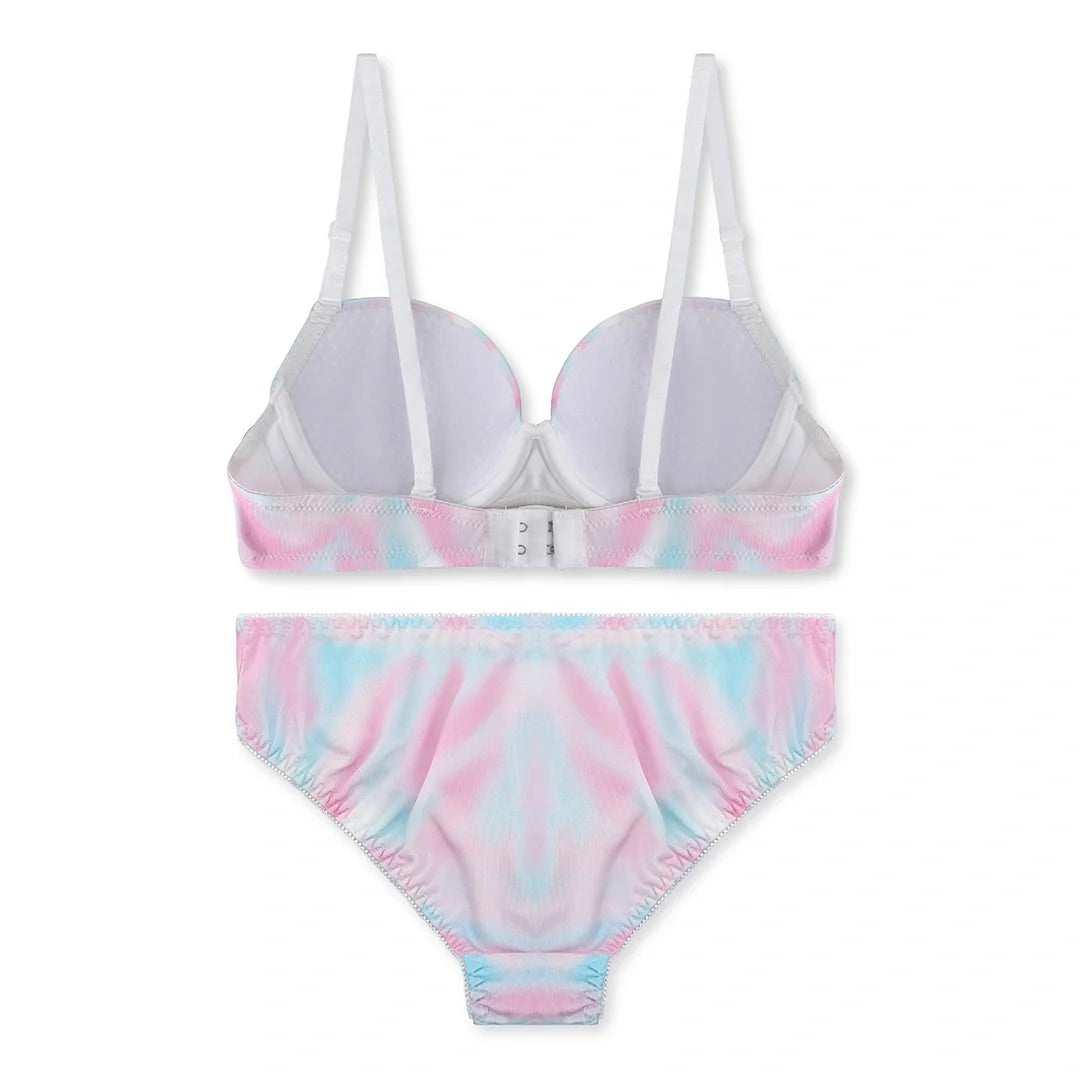 Silk Secret Rainbow Moon Print Padded Bra and Panty Set