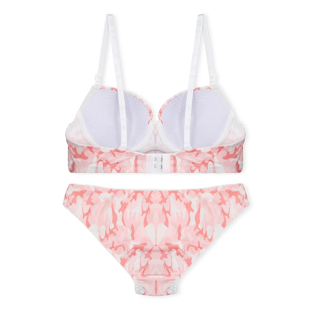 Silk Secret Fuzzy Floral Padded Bra and Panty Set