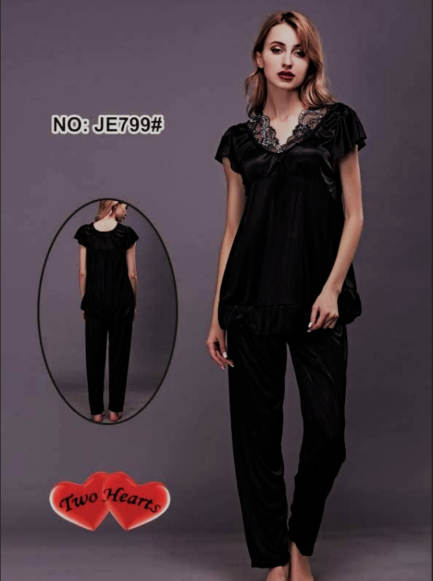 Silk Secret Two Hearts 100% Silk Pajama Suit