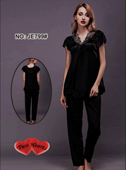 Silk Secret Two Hearts 100% Silk Pajama Suit