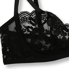 Silk Secret Bra Set -  Black Lace Net