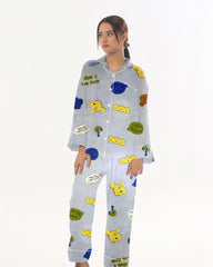 Silk Secret Linen Pajama Suit with Scrunchie  - Happy Snooze