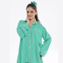 Silk Secret Leafy Bloom Linen Pajama Suit with Scrunchie
