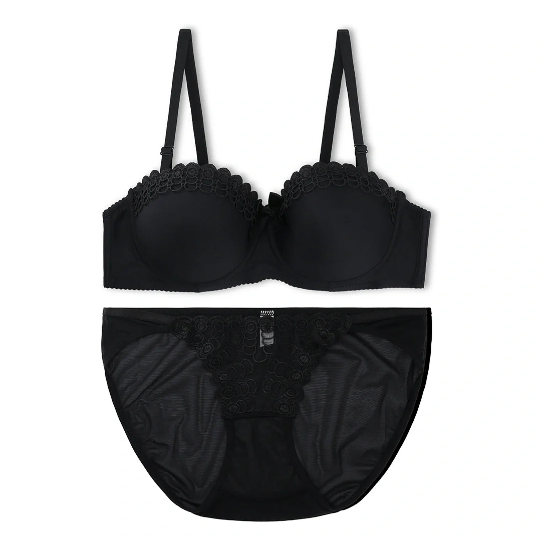 Silk Secret Bra Set -  Noir Lace