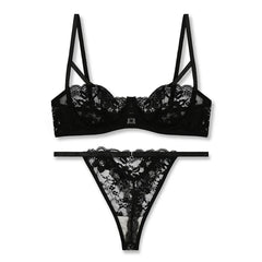 Silk Secret Bra Set -  Black Lace Net
