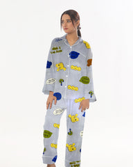 Silk Secret Linen Pajama Suit with Scrunchie  - Happy Snooze