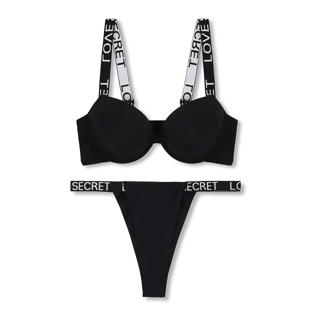 Silk Secret Aundies Padded Bra and Panty Set Black
