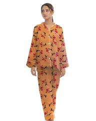 Silk Secret Linen Pajama Suit with Scrunchie - Peach Berry