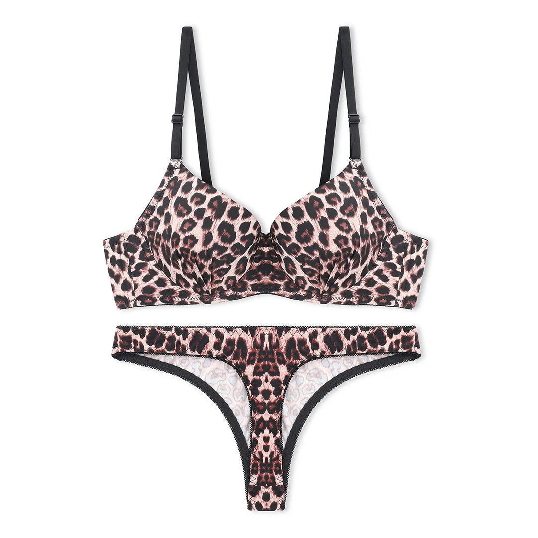 Silk Secret Jaguar Print Padded Bra and Panty Set