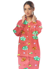 Silk Secret Linen Pajama Suit with Scrunchie - Peach Bliss