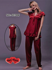 Silk Secret Two Hearts 100% Silk Pajama Suit