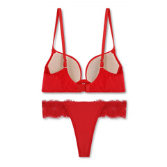 Silk Secret Charming Red Embroidered Padded Bra and Panty Set
