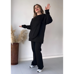 Silk Secret Rich Fleece Casual Drop Shoulder Tracksuit Suit With Bag