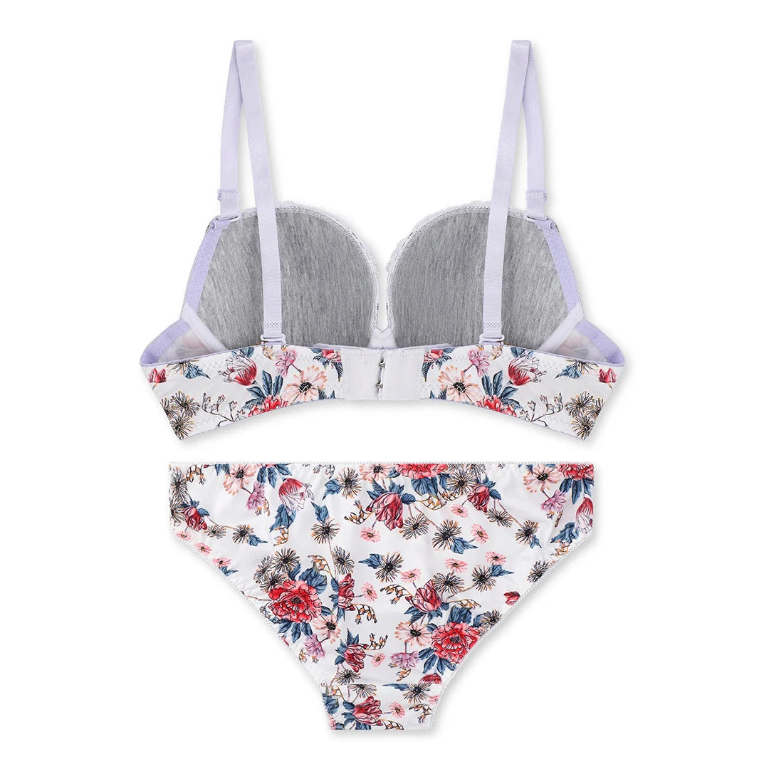 Silk Secret Della Floral Padded Bra and Panty Set