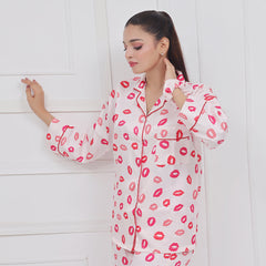 Silk Secret Silk Pajama Suit with Scrunchie - Lush Lips
