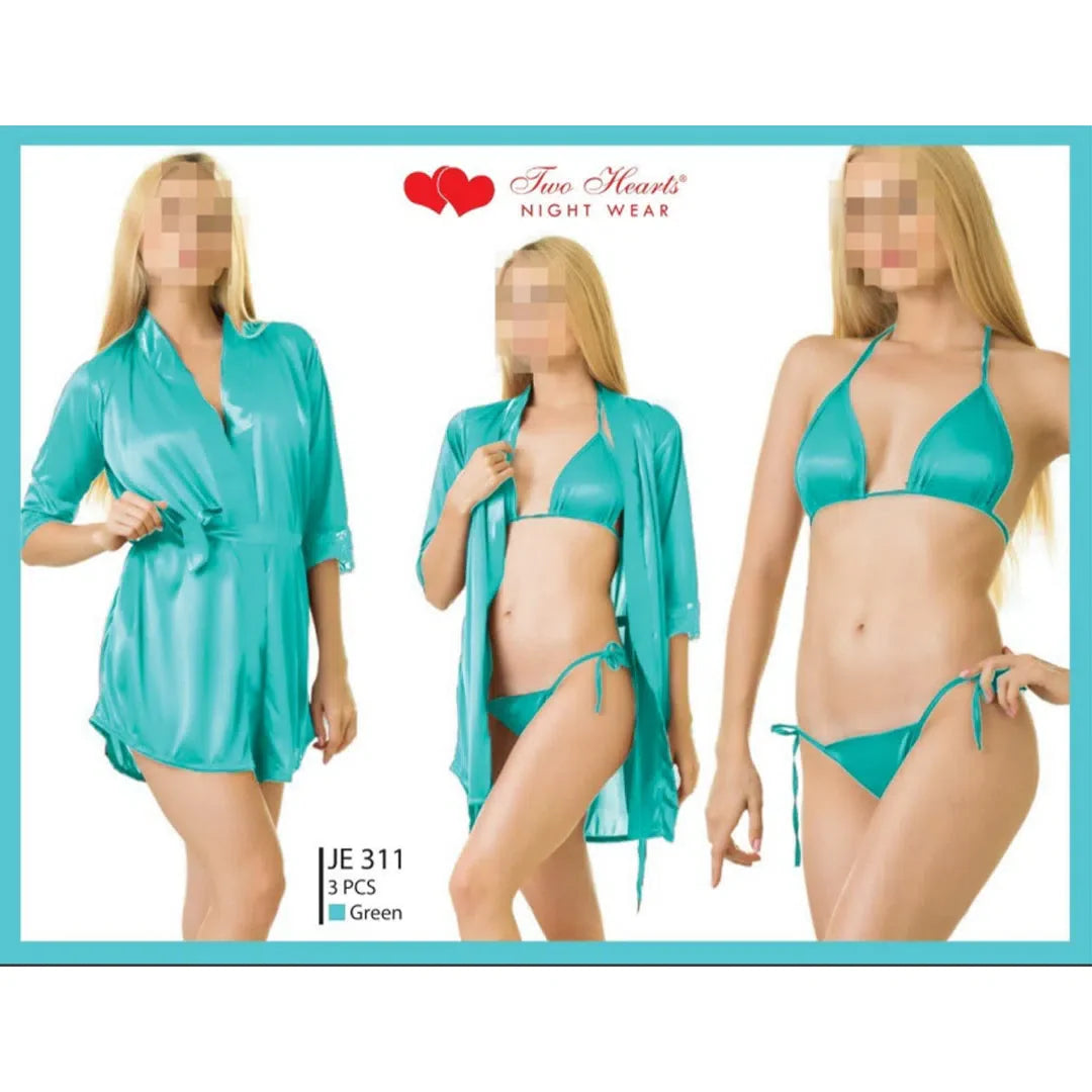 Silk Secret Allure - Silk Robe with Bra and Panty