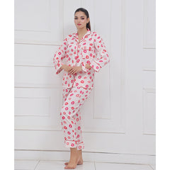 Silk Secret Silk Pajama Suit with Scrunchie - Lush Lips