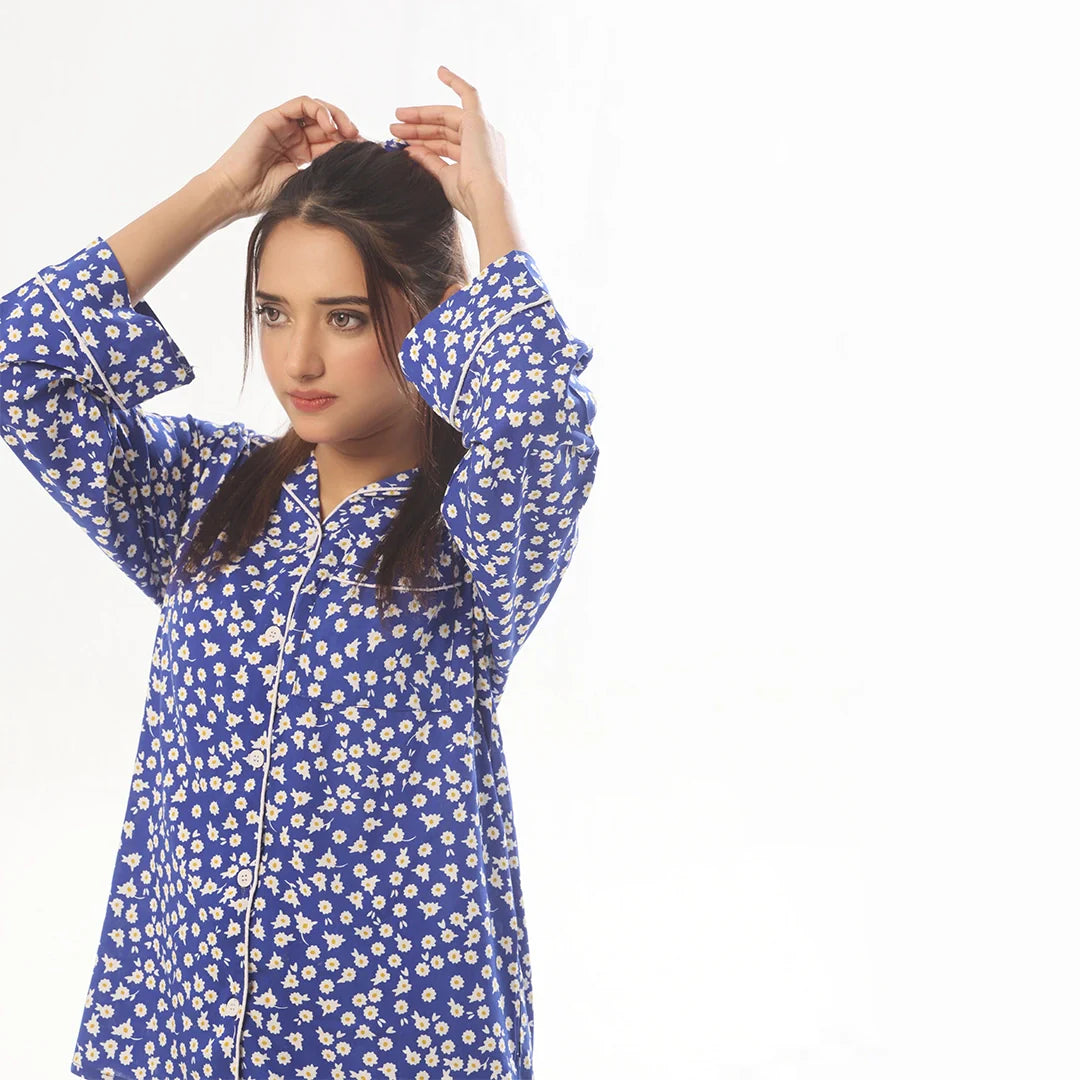 Silk Secret Mat Daisy Linen Pajama Suit