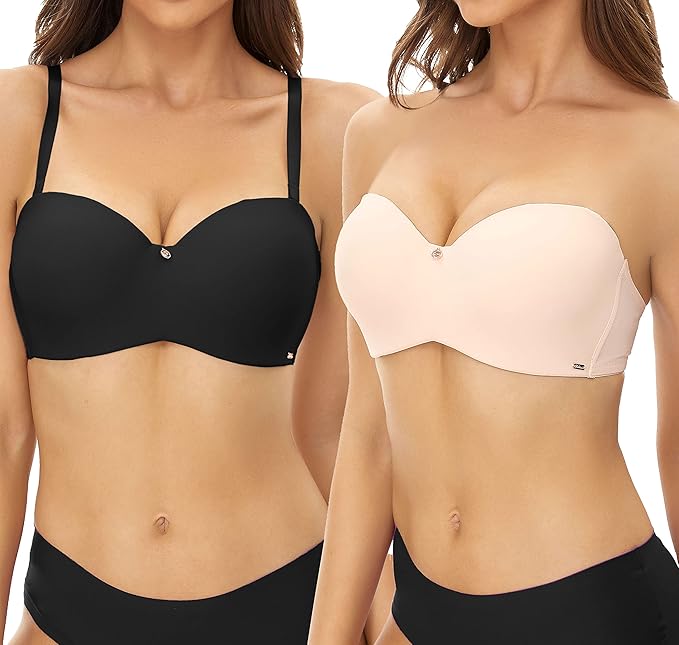 Two way Strapless Removable Shoulder Strap Bra