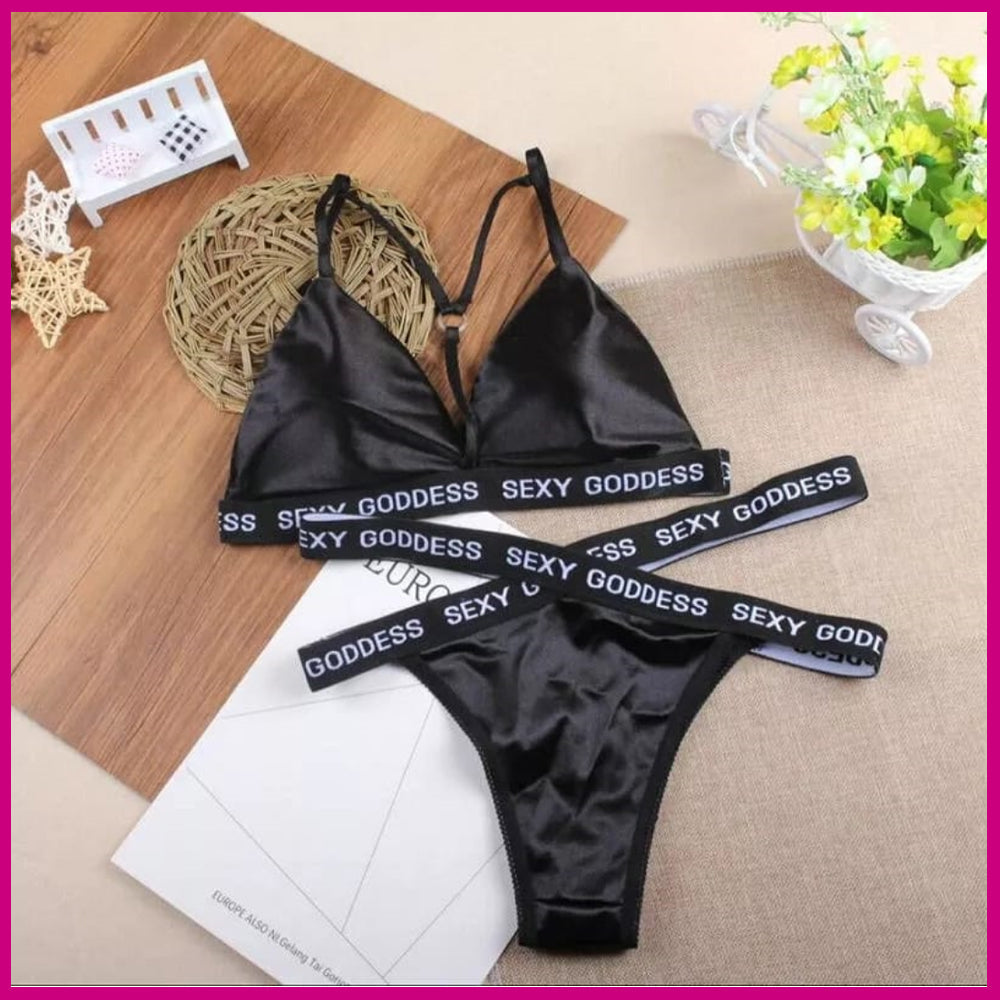 Silk Secret Brief Bralette Bikini Set black color  top quality b ra price in pakistan