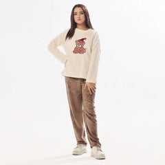 Silk Secret Fleece Long Sleeve Pajama Suit Snow Teddy
