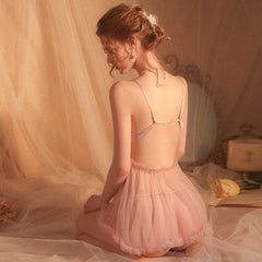 Silk Secret Pretty Flower Embroidered Transparent Short Lingerie