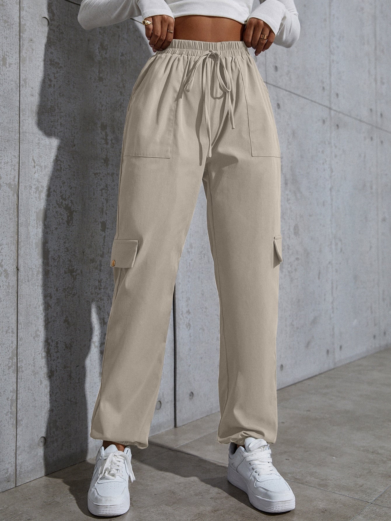 SHEIN Knot Waist Flap Pocket Cargo Pants