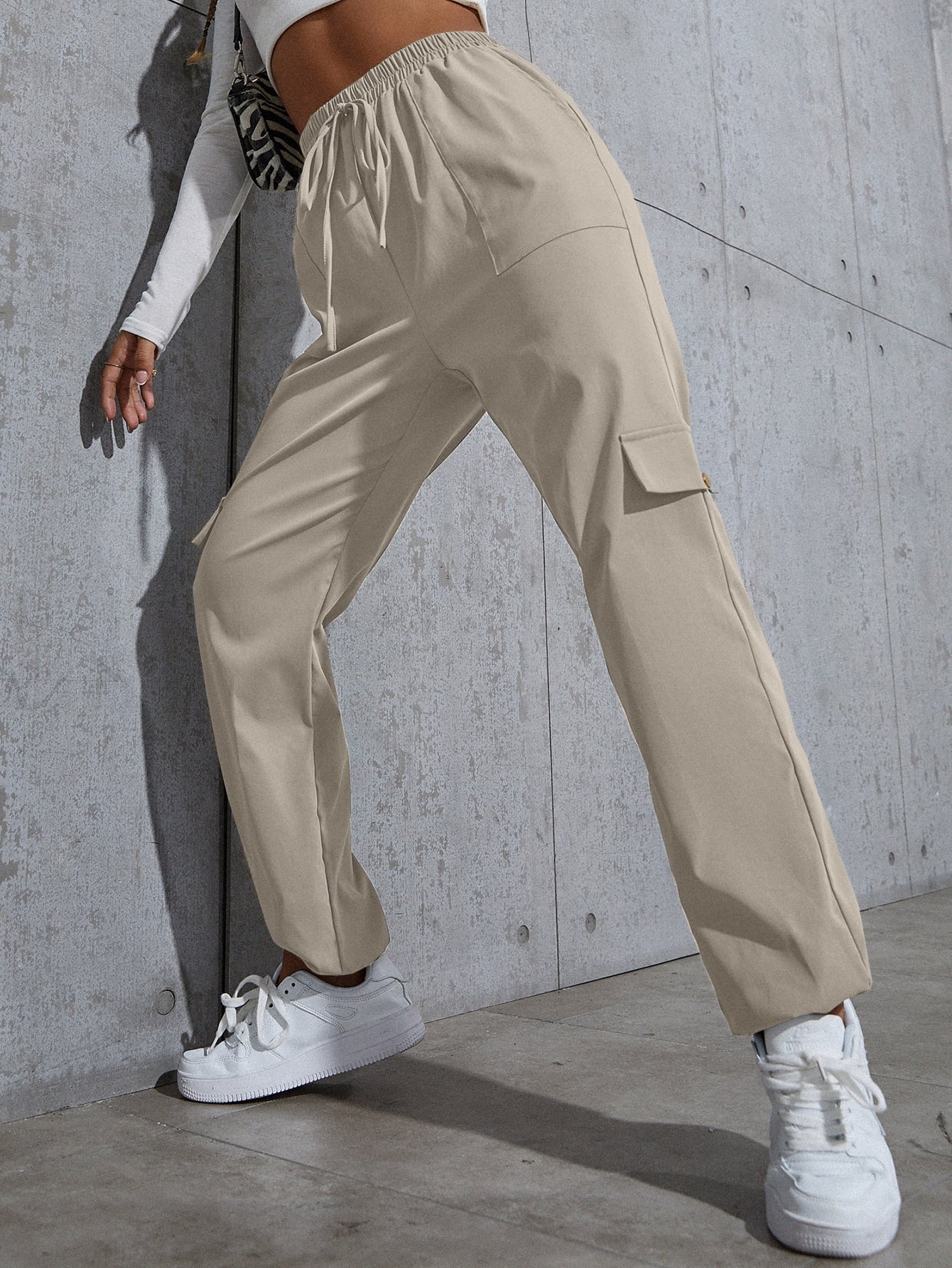 SHEIN Knot Waist Flap Pocket Cargo Pants