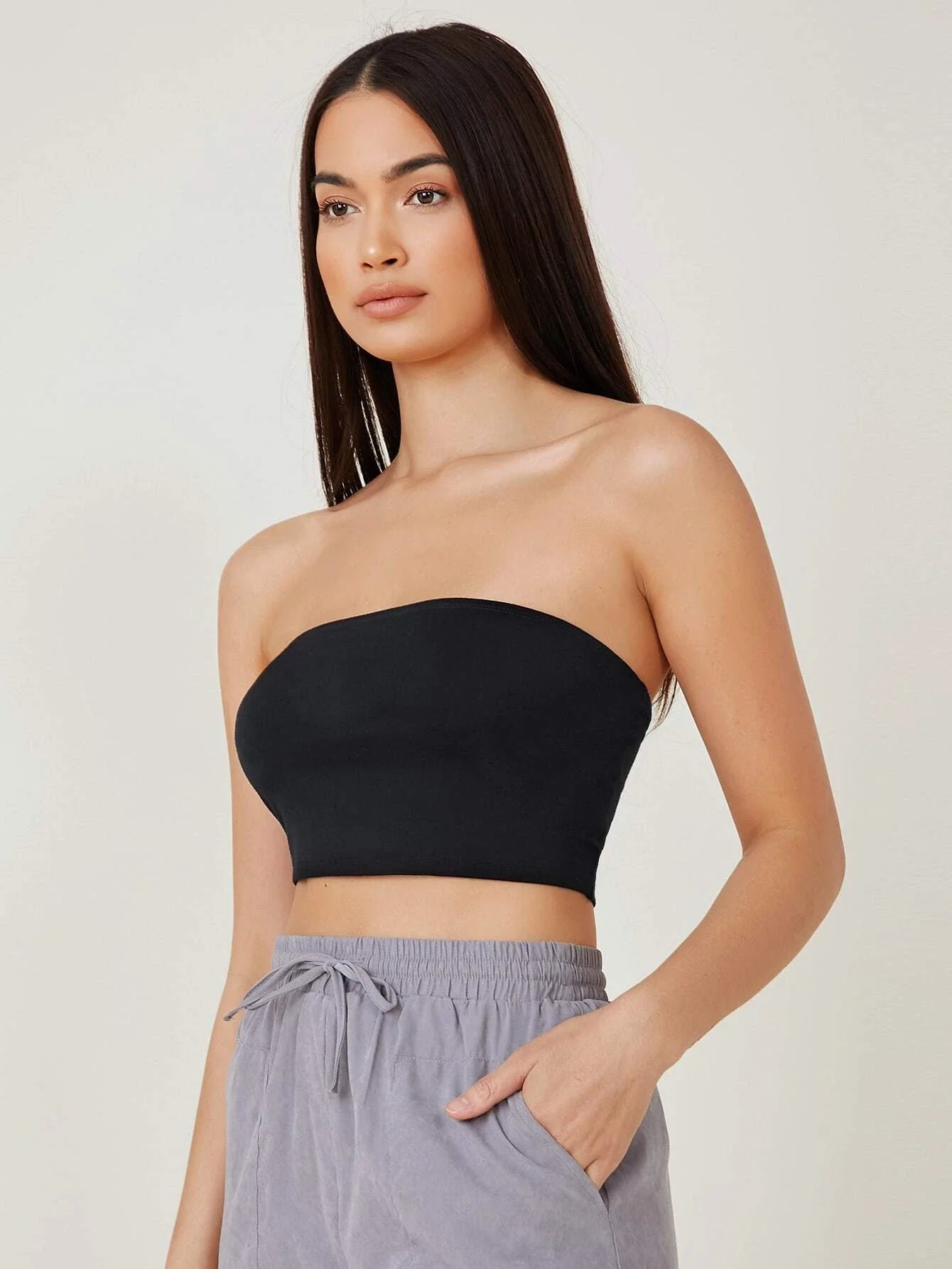 SHEIN BASICS 2 Pack Crop Tube Top