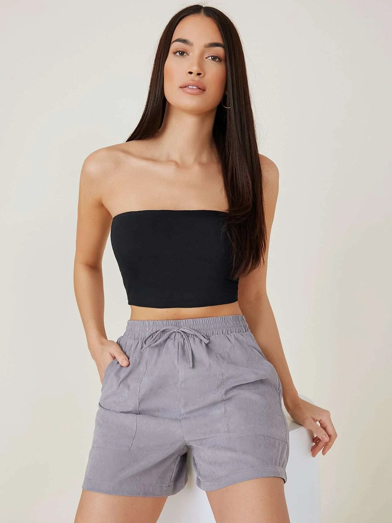 SHEIN BASICS 2 Pack Crop Tube Top