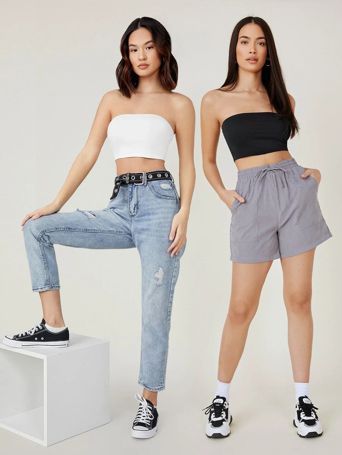 SHEIN BASICS 2 Pack Crop Tube Top