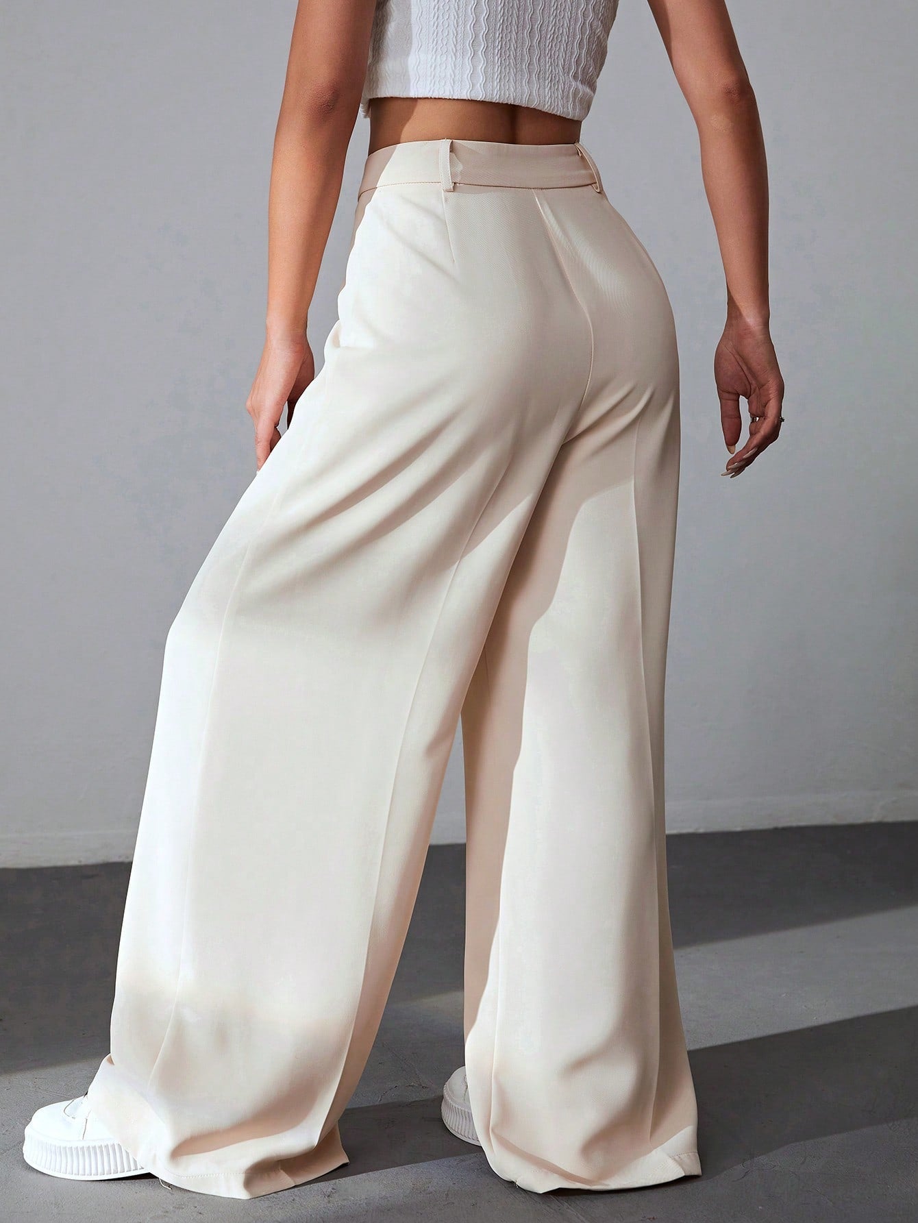 SHEIN EZwear Solid Wide Leg Pants