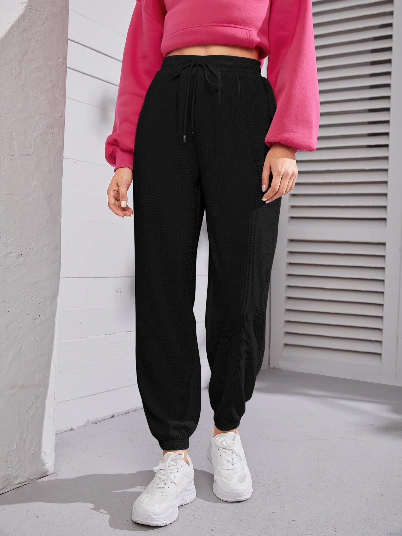 SHEIN Mulvari Solid Drawstring Waist Joggers