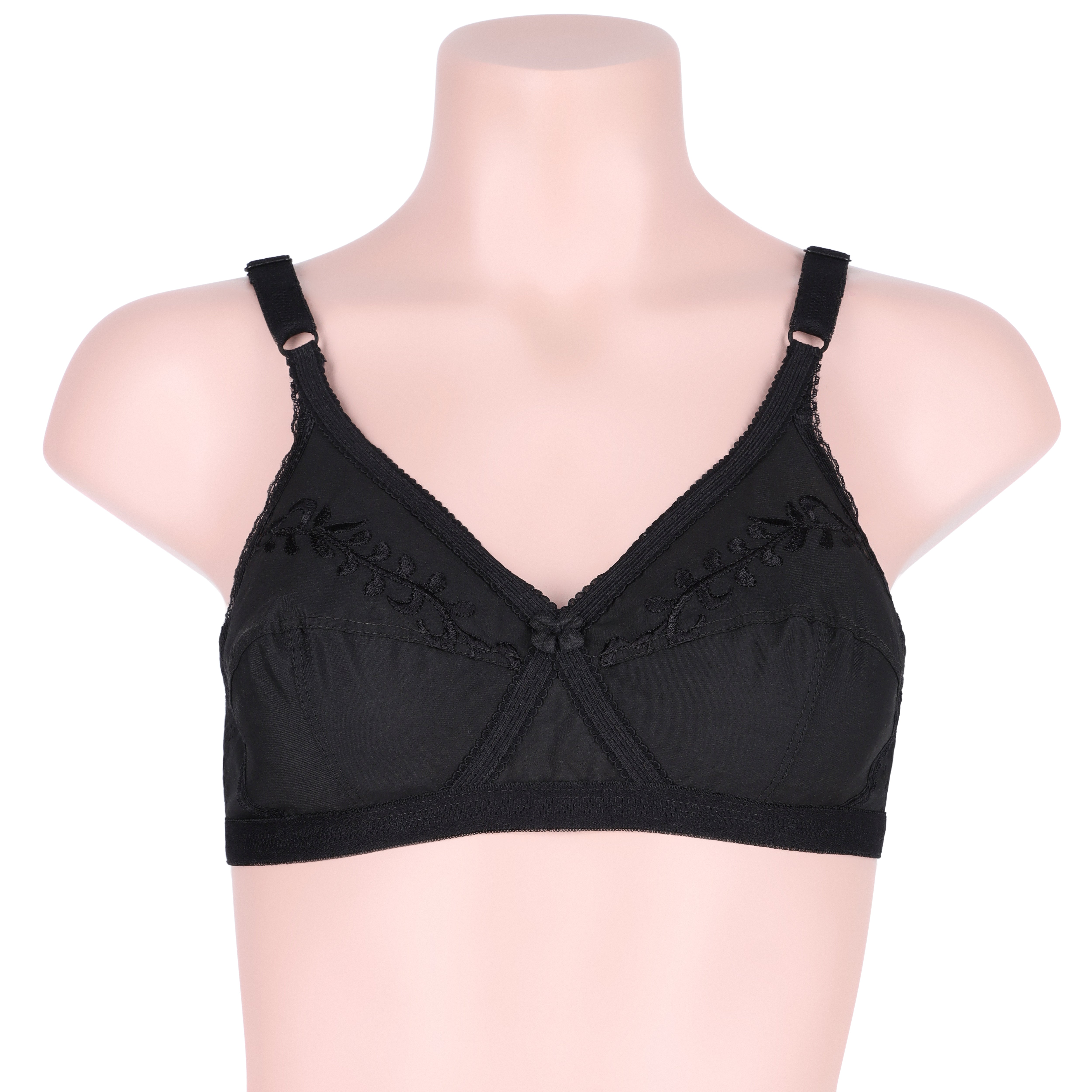 Cross Embroidered Casual Non Padded Wireless Bra